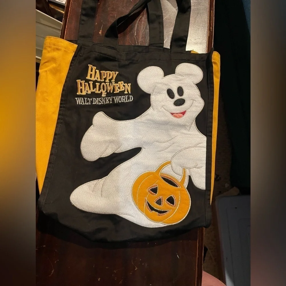 Walt Disney World Happy Halloween Mickey Mouse Ghost Trick Or Treat Tote Bag